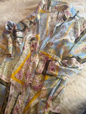 Cato Multicolor Paisley Satin Button-Front Top
